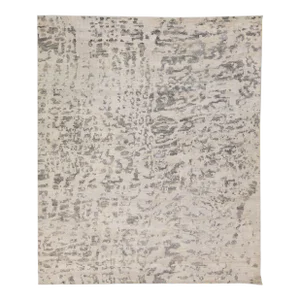 Contemporary Abstract Handmade Gray & Beige Wool Rug