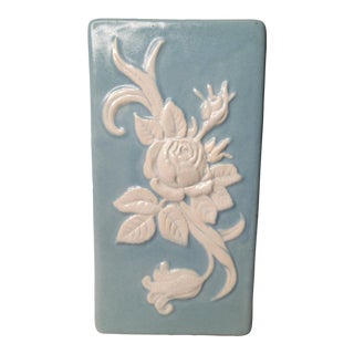 1930s Weller Pottery Blue Cameo Vase For Sale