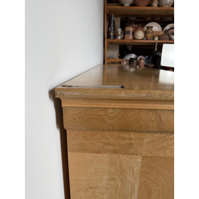 1990's Vintage Henredon Charles X Burl Wood Sideboard With Brass Hardware For Sale - Image 14 of 18