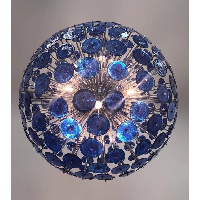 Fabio Ltd 21st Century Blue Pulegoso Disco Sputnik Chandelier by Fabio Ltd For Sale - Image 4 of 10