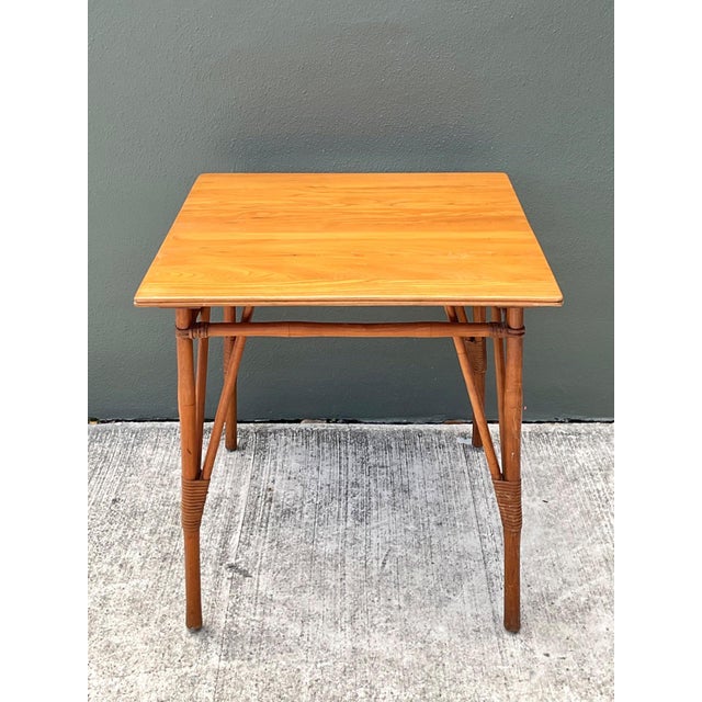 Vintage Wood and Rattan Game Table For Sale - Image 9 of 18