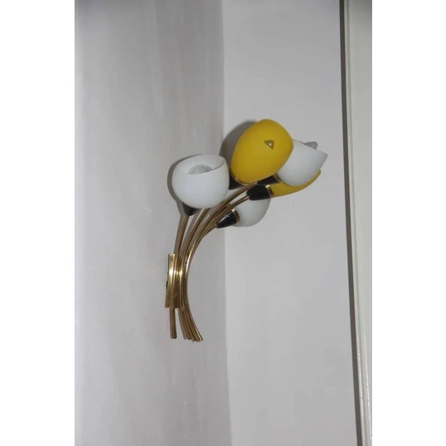 Large Italian Sconce in Brass & Glass, 1950s For Sale - Image 4 of 9