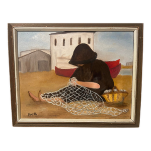 Mid-Century Jane Wells “Costa Brava, Spain” Framed Studio Artist Painting, Signed