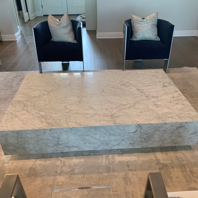Restoration Hardware Marble Plinth Coffee Table Chairish