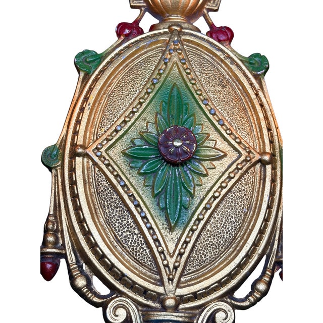 1920s Baroque Cast Aluminum Wall Sconces With Original Polychrome Finish - Pair For Sale In Los Angeles - Image 6 of 9