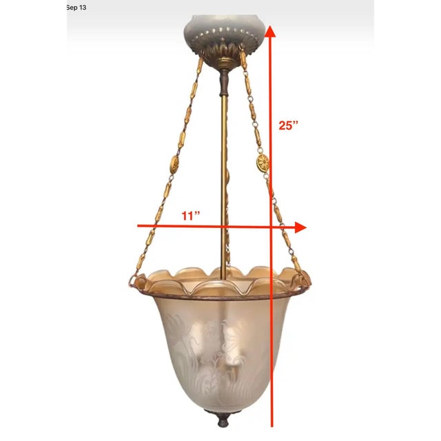 Art Deco Etched Glass Bell Jar Hall Lantern Light, Circa 1930s For Sale - Image 11 of 16