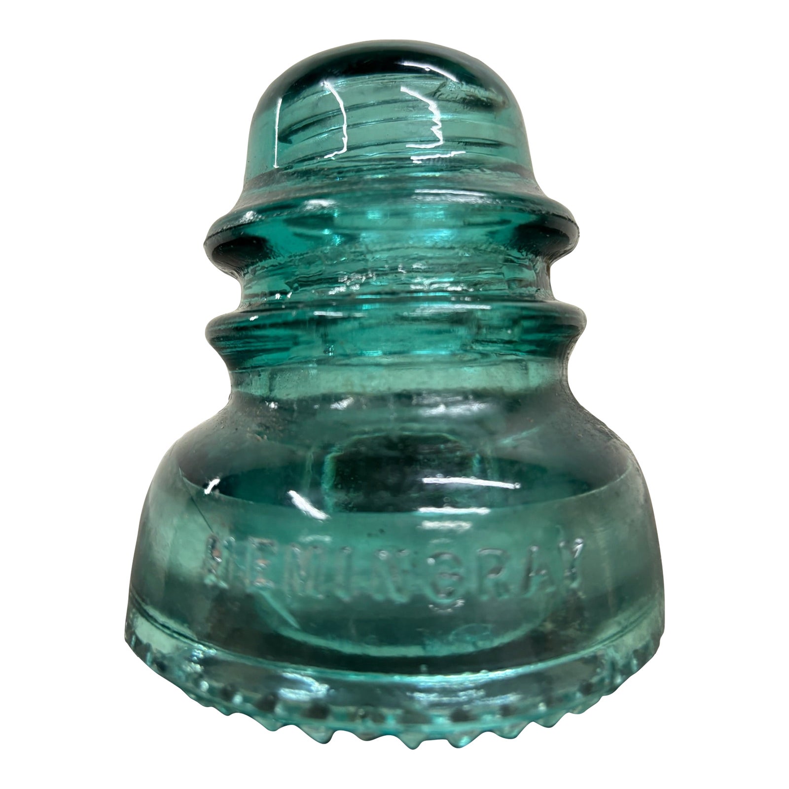 Vintage Hemingray 40 Aqua Teal Glass Insulator | Chairish