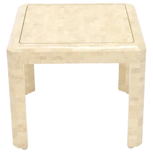 Tesselated Stone Brass Inlay Square Side End Table