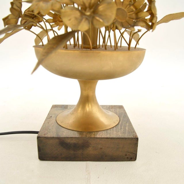 Black Vintage Italian Gilt Metal Table Lamp, 1970s For Sale - Image 8 of 10