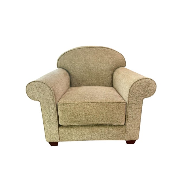 A pair of ultra-comfortable club chairs from Marco Furniture of San Francisco. Oversized with a classic Art Deco aesthetic...