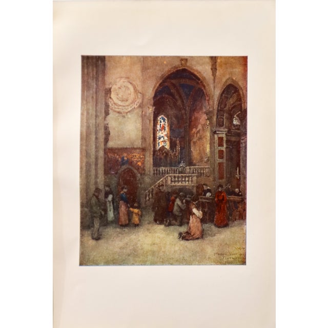 Tuscan 1905 Italian Original Print - Interior of the Church of Santa Maria Novella, With the Strozzi Chapel - From Book Florence & Some Tuscan Cities (1905) For Sale - Image 3 of 3