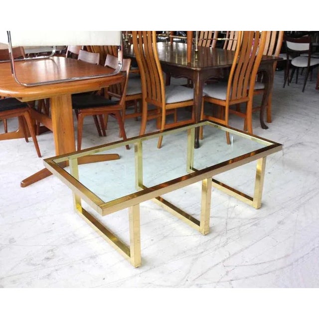 Brass Mid-Century Modern Rectangular Brass and Glass Coffee Table For Sale - Image 8 of 9