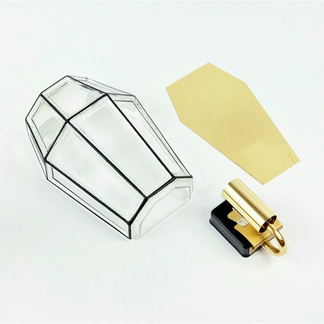 Metal Mid-Century Modern Glass and Brass Wall Lamps from Limburg, Germany, 1960s, Set of 4 For Sale - Image 7 of 9
