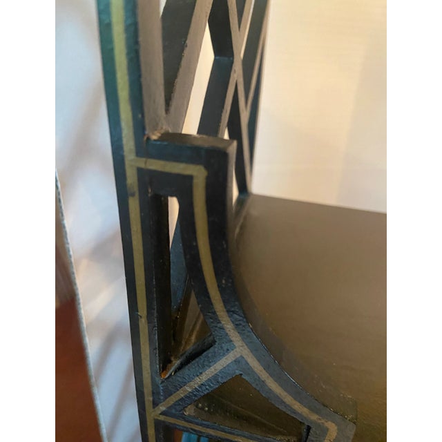 Black Chinoiserie Style Fretwork Trimmed Tabletop Shelf For Sale - Image 8 of 8
