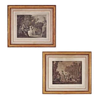 Antique 18th C French Engravings Musical Garden Concert Scenes After Lavrience Gustavian Decor - A Pair For Sale
