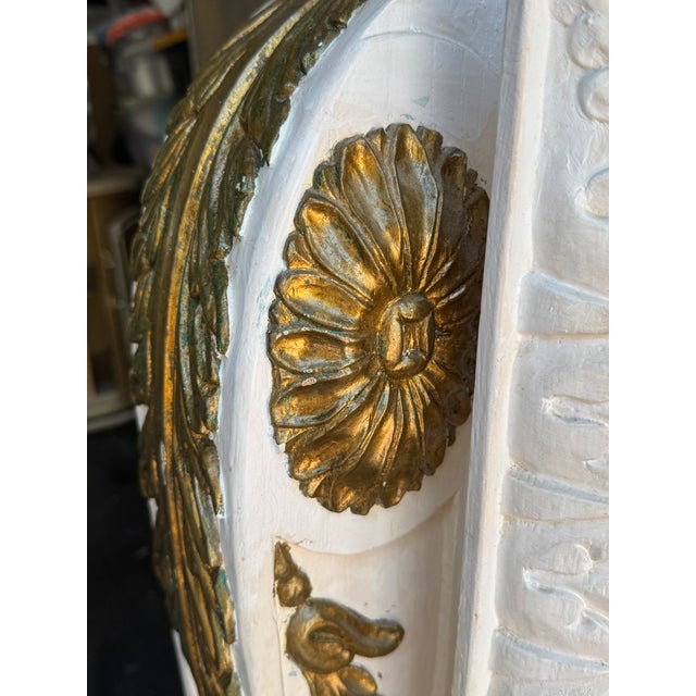 Monumental Hand-Carved Louis XVI Style White & Gilt Architectural Fireplace Mantel, Solid Wood, 83”w For Sale - Image 13 of 16