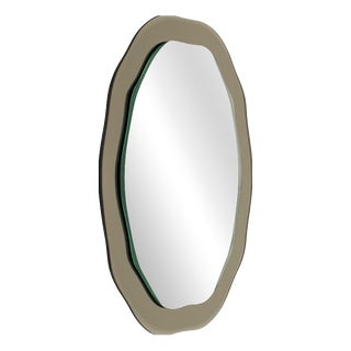 Mid-Century Gray Beveled Edged Wall Mirror in the style of Fontana Arte, Italy, 1970s For Sale