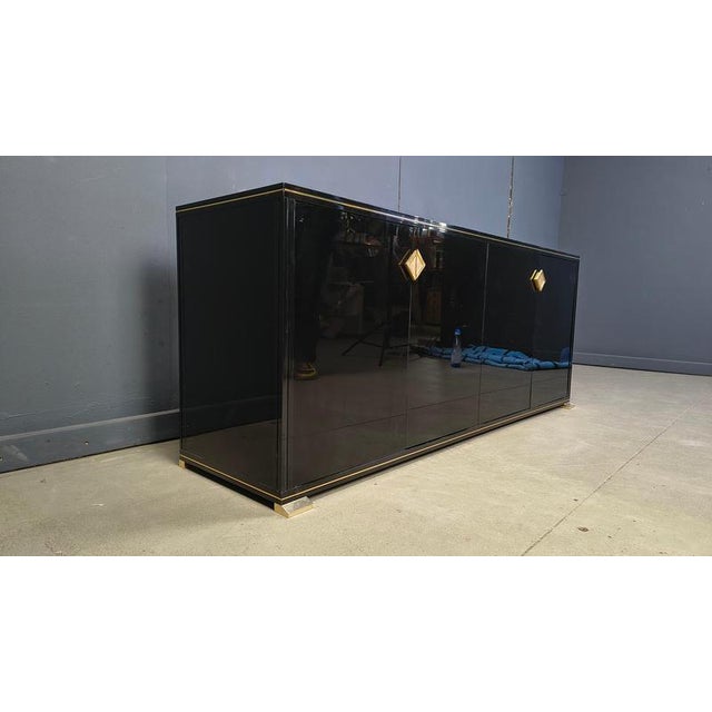Black Brass and Lacquer Sideboard from Pierre Vandel, 1970s For Sale - Image 8 of 14