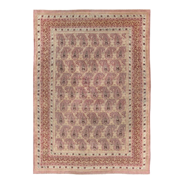 Antique Amritsar Rug With Paisley Pattern In, Lavender, Purple, Pink & Yellow 9' X 11'10 For Sale
