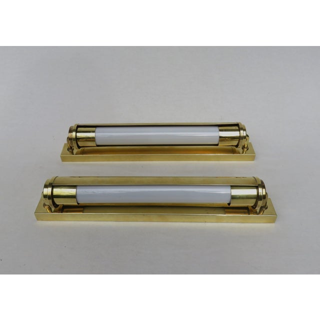 Metal Bauhaus Wall Lights in Polished Brass, 1920s, Set of 2 For Sale - Image 7 of 18