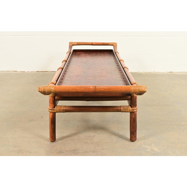 John Wisner for Ficks Reed Mid-Century Hollywood Regency Pagoda Coffee Table, 1950s For Sale - Image 10 of 11