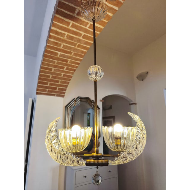 Gold Murano Glass Pendant Lamp from Barovier & Toso, Italy, 1940s For Sale - Image 8 of 12