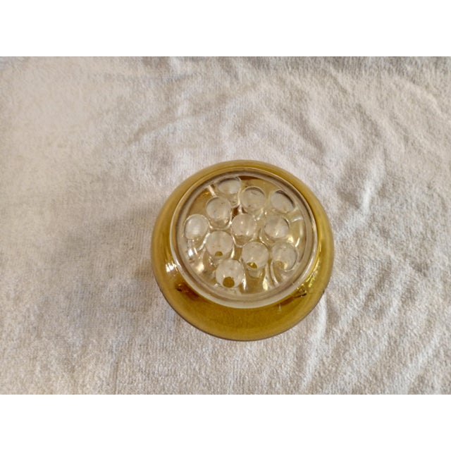 Viking Glass Company Vintage 1950's Viking Amber Flowerlite Frog 4 1/4" With Crystal Frog For Sale - Image 4 of 6