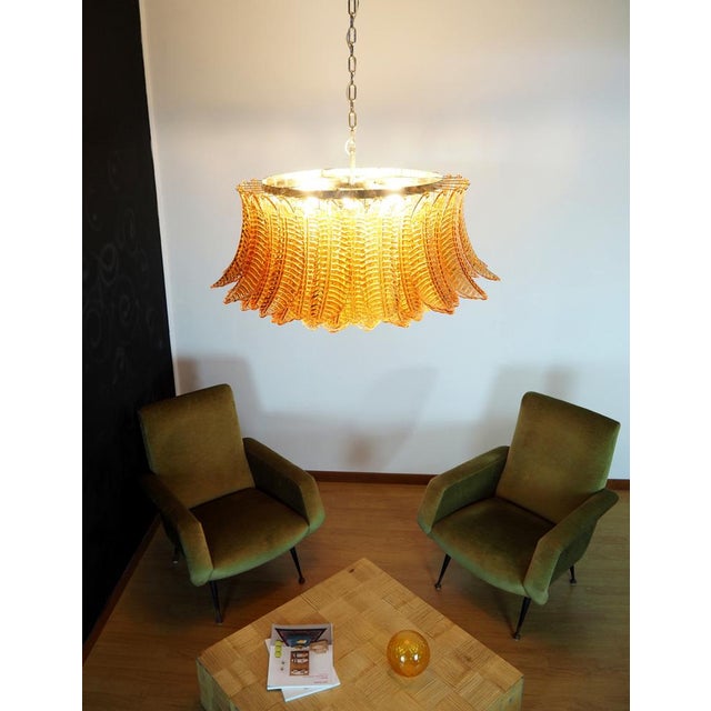 Large Amber Felci Murano Glass Chandelier, 1990s For Sale - Image 16 of 18