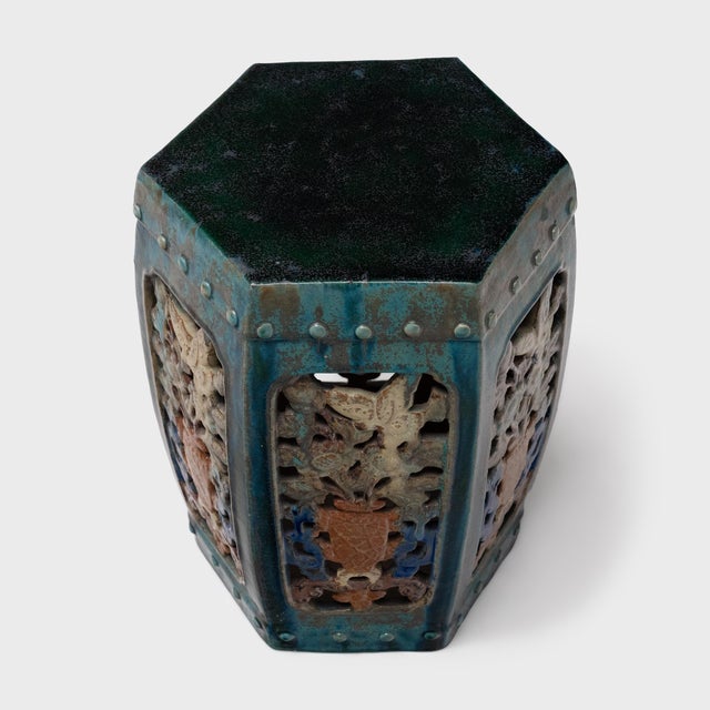 Sculptural and drenched in color, this ceramic garden seat reinvents the barrel shape of classic Chinese drum stools. Slip...