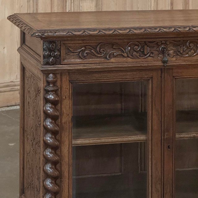 Wood 19th Century French Renaissance Revival Oak Vitrine ~ Credenza For Sale - Image 7 of 18