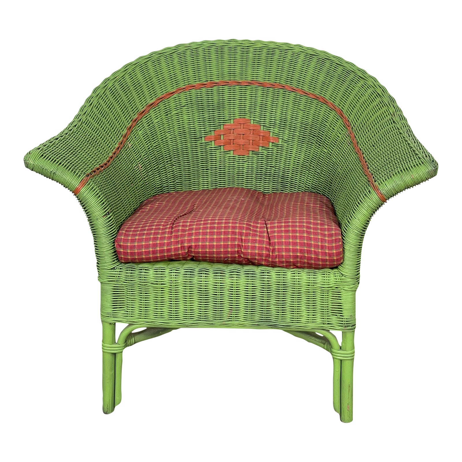 Vintage Green Wicker Chair Chairish