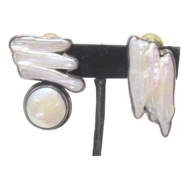 Art Brut Baroque Pearl Clip-on Earrings For Sale