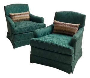 The Vintage Drexel Emerald Moire Flame Stitch Armchairs