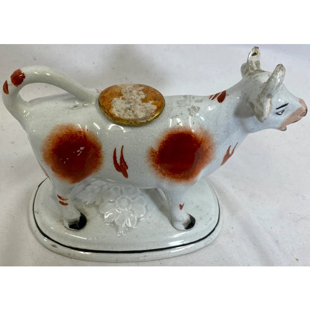 English Antique Staffordshire Cow Milk Pitcher / Creamer From England - Circa 19th Century For Sale - Image 3 of 12
