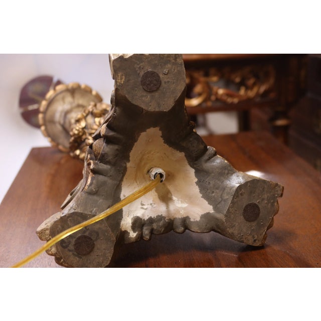 Venetian Style Ornately Carved Lamp W. Shade For Sale In Philadelphia - Image 6 of 7