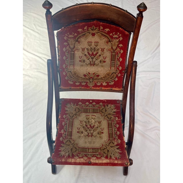 Antique 1860s Civil War Officer's Folding Camp Carpet Chair For Sale - Image 4 of 12
