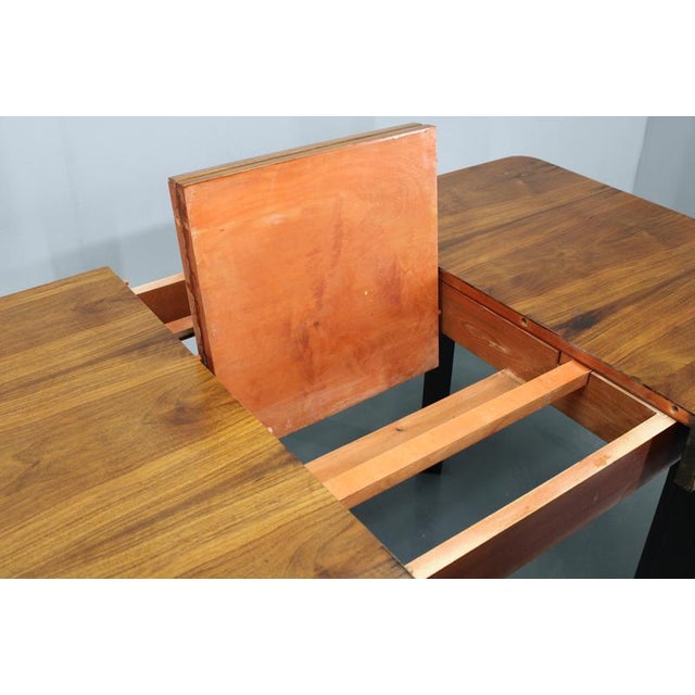 Art Deco Extendable Dining Table in Walnut, Former Czechoslovakia, 1930s For Sale - Image 9 of 18