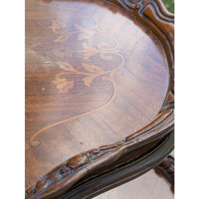 Vintage French Style Two Tier Table Dessert Parlor With Inlays For Sale - Image 9 of 17
