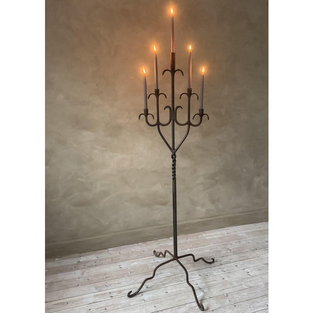 20th Century Wrought Iron Candelabra For Sale - Image 3 of 9