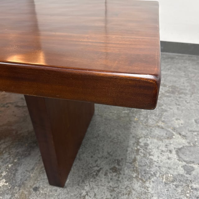 Brown Contemporary Rectangular Double Pedestal Dining Table For Sale - Image 8 of 12