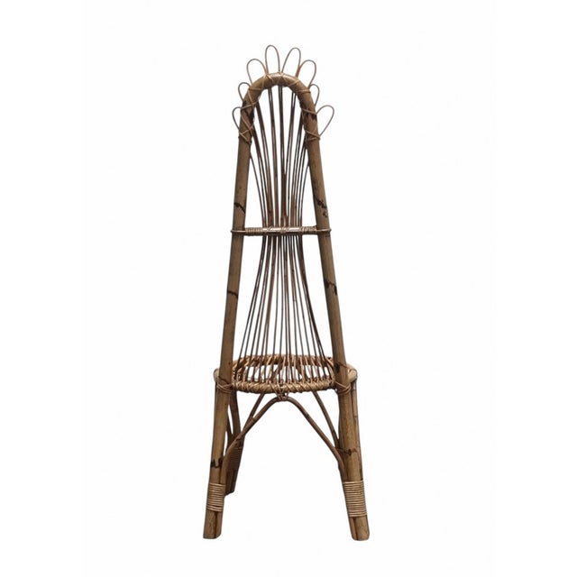1960s Bamboo and Rattan High Back Chair, 1960s For Sale - Image 5 of 8