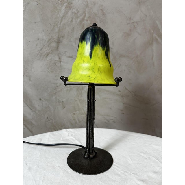 Art Deco Table Lamp in Frosted Glass, 1930s For Sale - Image 12 of 16