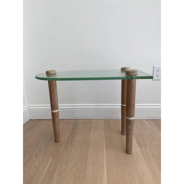 Art Deco Art Deco Cerused Oak and Glass Top Side Table For Sale - Image 3 of 13