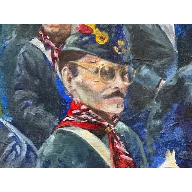 Early 20th Century "Military Joy" - Oil Painting of Soldiers of the Kingdom of Croatia-Slavonia For Sale - Image 5 of 7