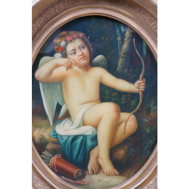 Late 20th Century Late 20th Century Cupid's Arrows Oil on Board Painting After Leon Bazille Perrault For Sale - Image 5 of 11