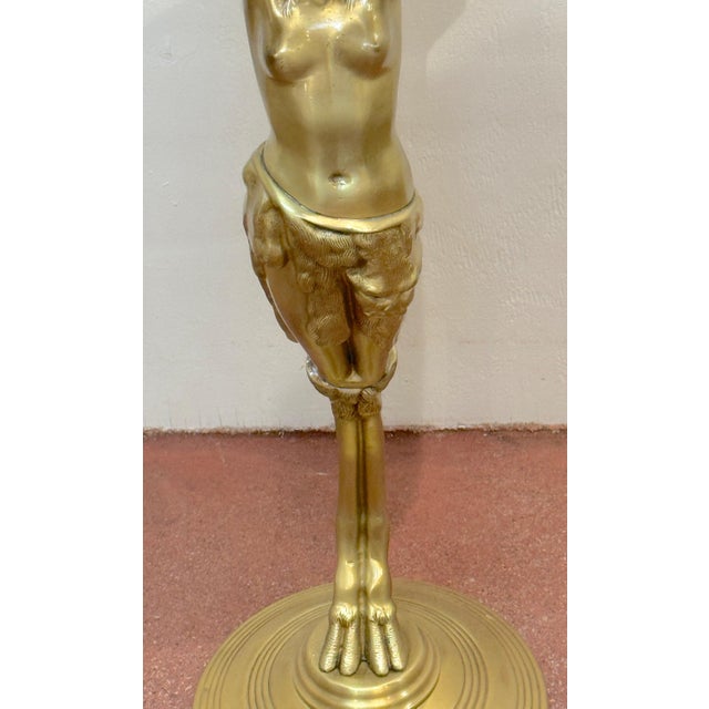 French Belle Époque Gilt Brass & Onyx Satyress Caryatid Pedestal, Circa 1900s For Sale - Image 14 of 18