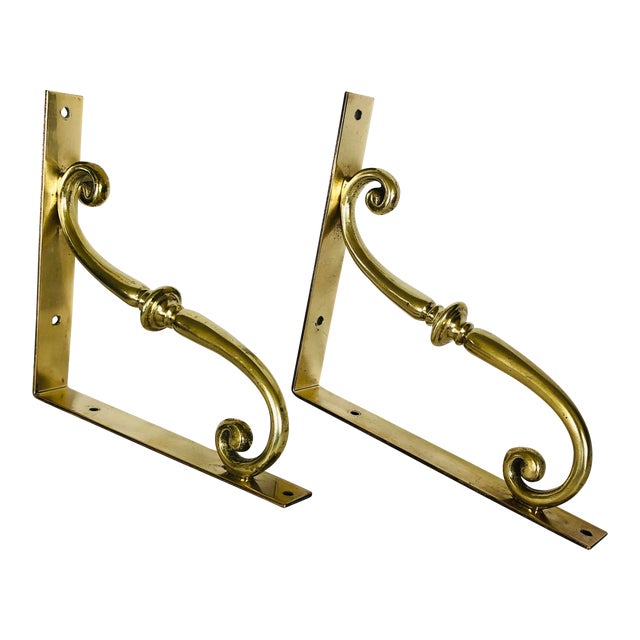 MidCentury Modern Decorative Brass Shelving Brackets a