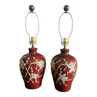 1960s Moriage Bamboo Lamps - a Pair For Sale