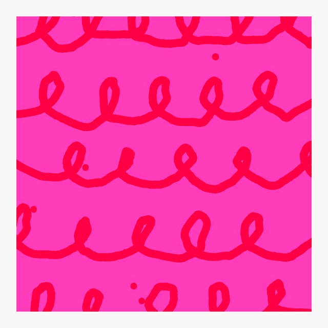 Mid-Century Modern Bumpy Train Ride Red on Pink Fine Art Print 36" X 51" by Liz Roache For Sale - Image 3 of 6