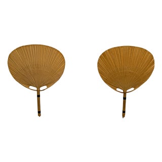 Vintage Uchiwa III Wall Lamp in Bamboo by Ingo Maurer for M-Design, Germany, 1970s, Set of 2 For Sale